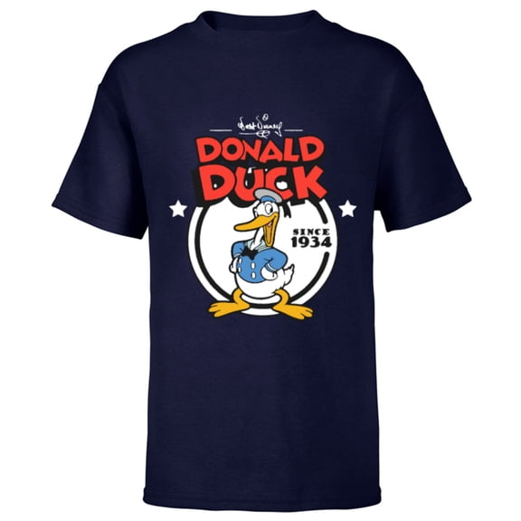 Disney Donald Duck 90th Anniversary Since 1934 Retro Vintage- Short Sleeve T-Shirt for Kids - Customized-Navy