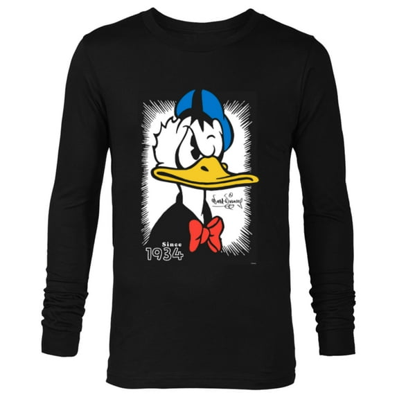 Disney Donald Duck 90th Anniversary Since 1934 Vintage Art- Long Sleeve T-Shirt for Men - Customized-Black