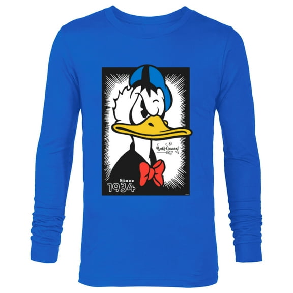 Disney Donald Duck 90th Anniversary Since 1934 Vintage Art- Long Sleeve T-Shirt for Men - Customized-Navy