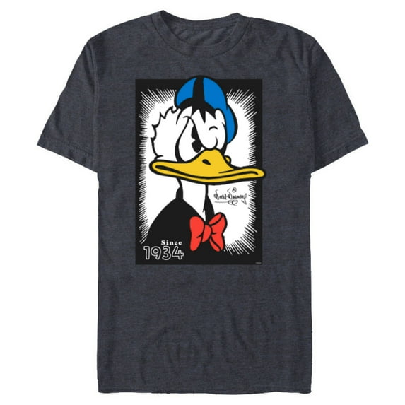 Disney Donald Duck 90th Anniversary Since 1934 Vintage Art- Short Sleeve Blended T-Shirt for Adults - Customized-Navy Heather