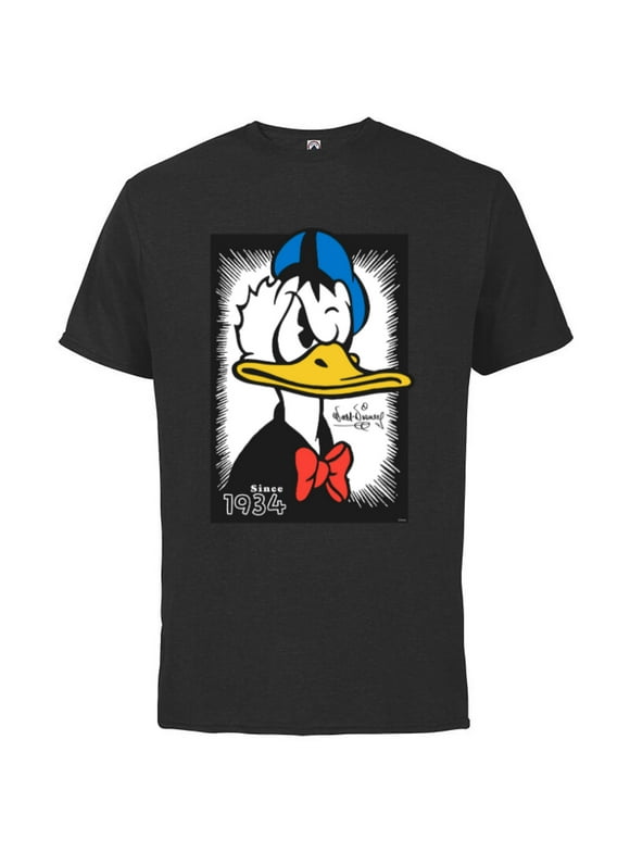 Disney Donald Duck 90th Anniversary Since 1934 Vintage Art- Short Sleeve Cotton T-Shirt for Adults - Customized-Black