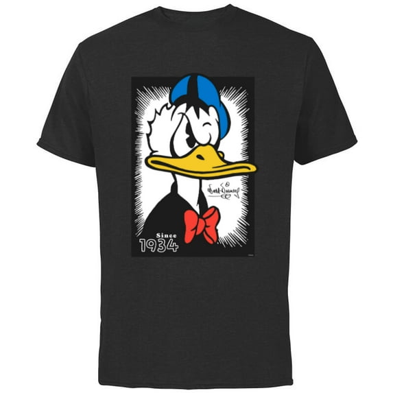 Disney Donald Duck 90th Anniversary Since 1934 Vintage Art- Short Sleeve Cotton T-Shirt for Adults - Customized-Black