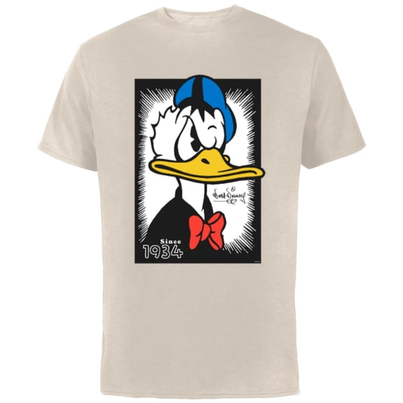 Disney Donald Duck 90th Anniversary Since 1934 Vintage Art- Short Sleeve Cotton T-Shirt for Adults - Customized-Natural
