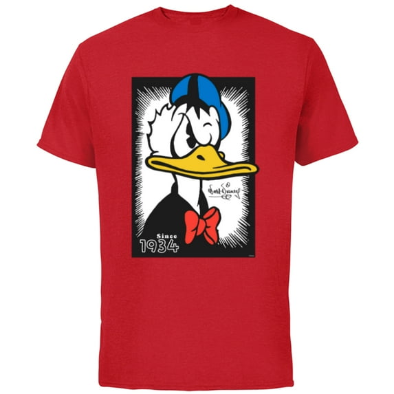 Disney Donald Duck 90th Anniversary Since 1934 Vintage Art- Short Sleeve Cotton T-Shirt for Adults - Customized-Red