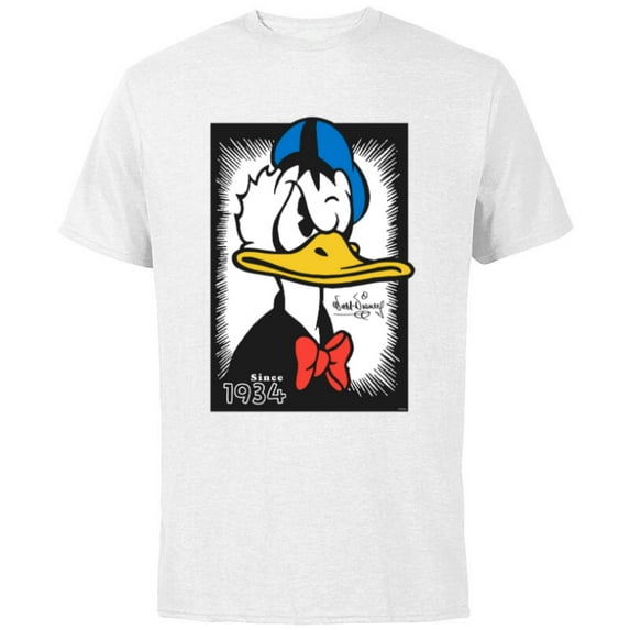 Disney Donald Duck 90th Anniversary Since 1934 Vintage Art- Short Sleeve Cotton T-Shirt for Adults - Customized-White