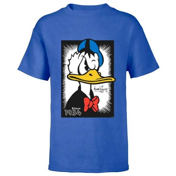 Disney Donald Duck 90th Anniversary Since 1934 Vintage Art- Short Sleeve T-Shirt for Kids - Customized-Royal