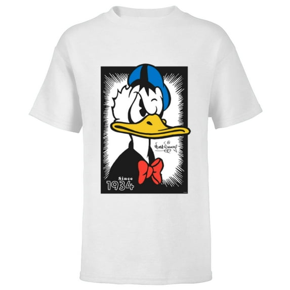 Disney Donald Duck 90th Anniversary Since 1934 Vintage Art- Short Sleeve T-Shirt for Kids - Customized-White