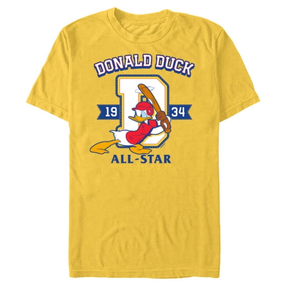 Disney Donald Duck Baseball 1934 All-Star Confidence Sports - Short Sleeve Blended T-Shirt for Adults - Customized-Yellow
