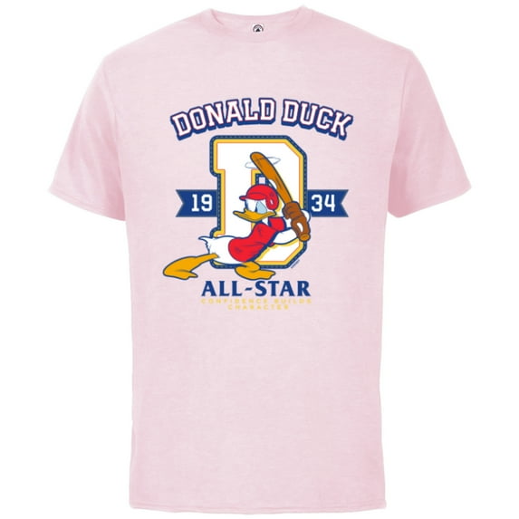 Disney Donald Duck Baseball 1934 All-Star Confidence Sports - Short Sleeve Cotton T-Shirt for Adults - Customized-Soft Pink
