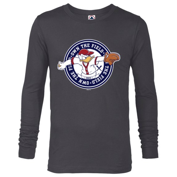 Disney Donald Duck Baseball Pitcher Own the Field Sports ‘23 - Long Sleeve T-Shirt for Men - Customized-Charcoal Heather