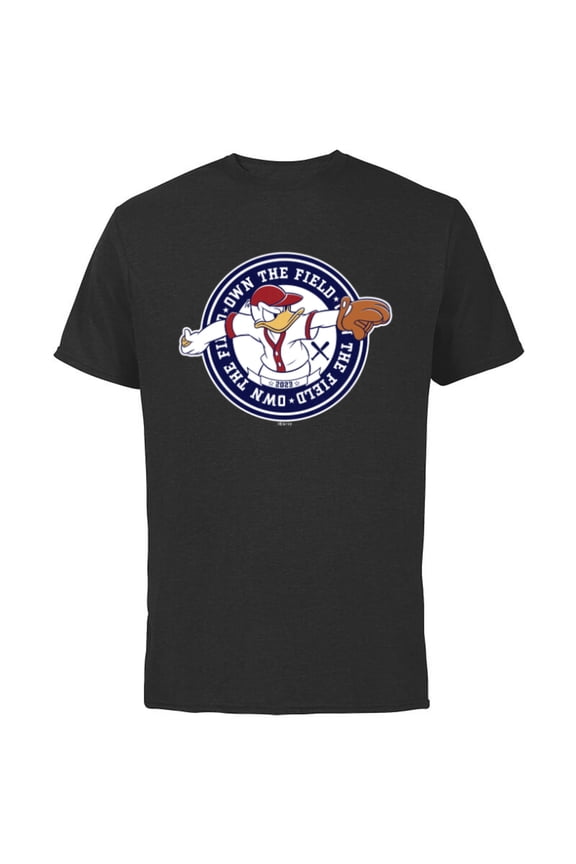 Donald Duck Baseball Pitcher Own the Field Sports ‘23 - Short Sleeve Cotton T-Shirt for Adults - Customized-Black