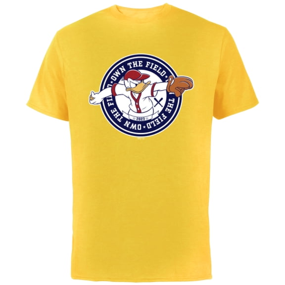 Disney Donald Duck Baseball Pitcher Own the Field Sports ‘23 - Short Sleeve Cotton T-Shirt for Adults - Customized-Yellow