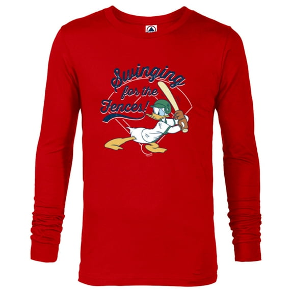 Disney Donald Duck Baseball Swinging for the Fences Sports - Long Sleeve T-Shirt for Men - Customized-New Red