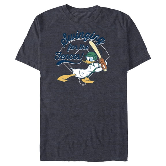 Disney Donald Duck Baseball Swinging for the Fences Sports - Short Sleeve Blended T-Shirt for Adults - Customized-Navy Heather