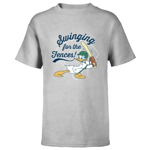 Disney Donald Duck Baseball Swinging for the Fences Sports - Short Sleeve T-Shirt for Kids - Customized-Athletic Heather