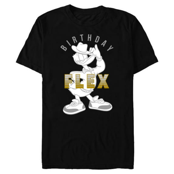 Disney Donald Duck Birthday Flex - Short Sleeve Blended T-Shirt for Adults - Customized-Black