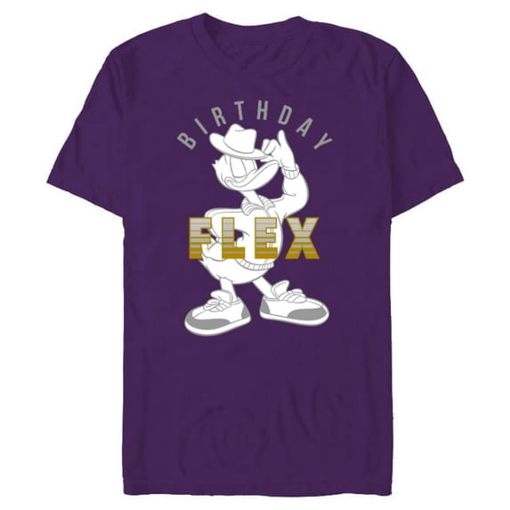 Disney Donald Duck Birthday Flex - Short Sleeve Blended T-Shirt for Adults - Customized-Purple