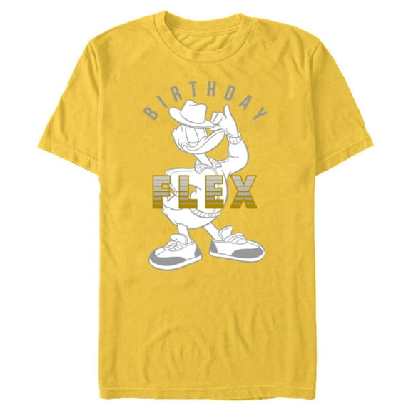 Disney Donald Duck Birthday Flex - Short Sleeve Blended T-Shirt for Adults - Customized-Yellow