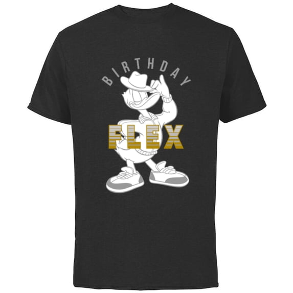 Disney Donald Duck Birthday Flex - Short Sleeve Cotton T-Shirt for Adults - Customized-Black