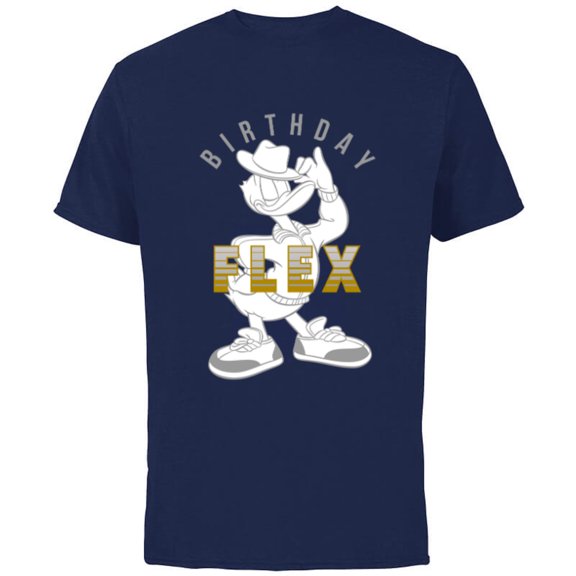 Disney Donald Duck Birthday Flex - Short Sleeve Cotton T-Shirt for Adults - Customized-Navy