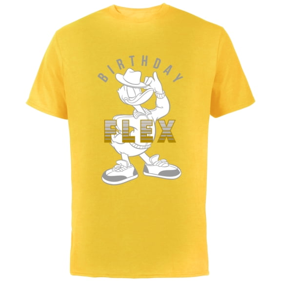 Disney Donald Duck Birthday Flex - Short Sleeve Cotton T-Shirt for Adults - Customized-Yellow