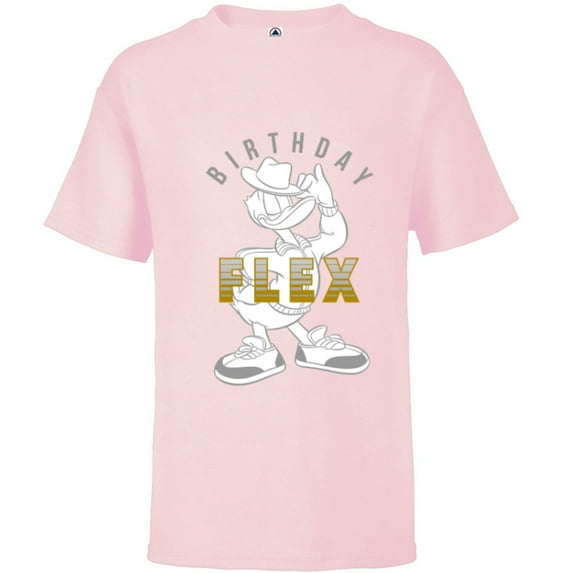 Disney Donald Duck Birthday Flex - Short Sleeve T-Shirt for Kids - Customized-Soft Pink