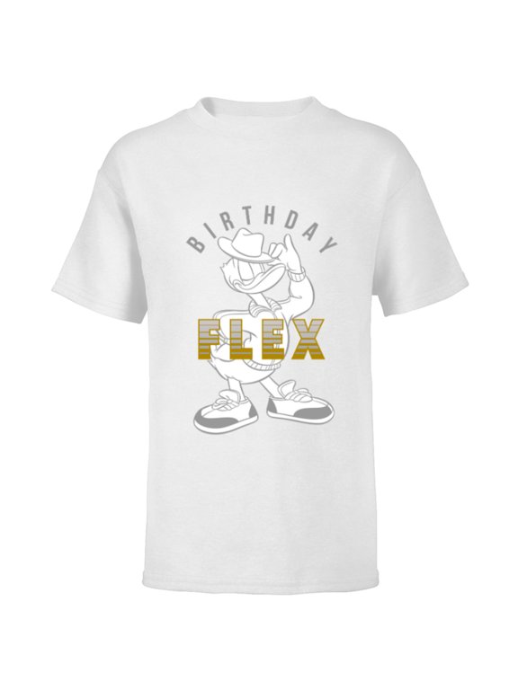 Donald Duck Birthday Flex - Short Sleeve T-Shirt for Kids - Customized-White