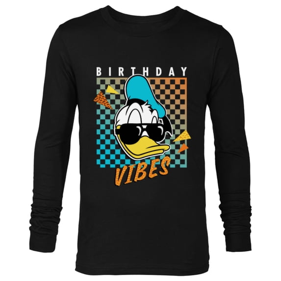 Disney Donald Duck Birthday Vibes 80s - Long Sleeve T-Shirt for Men - Customized-Black
