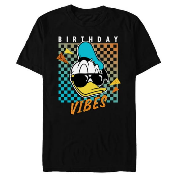 Disney Donald Duck Birthday Vibes 80s - Short Sleeve Blended T-Shirt for Adults - Customized-Black