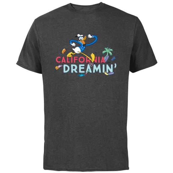 Disney Donald Duck California Dreamin’ - Short Sleeve Cotton T-Shirt for Adults - Customized-Charcoal