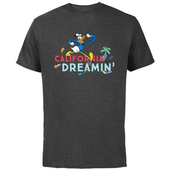 Disney Donald Duck California Dreamin’ - Short Sleeve Cotton T-Shirt for Adults - Customized-Charcoal