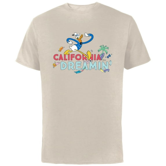Disney Donald Duck California Dreamin’ - Short Sleeve Cotton T-Shirt for Adults - Customized-Natural