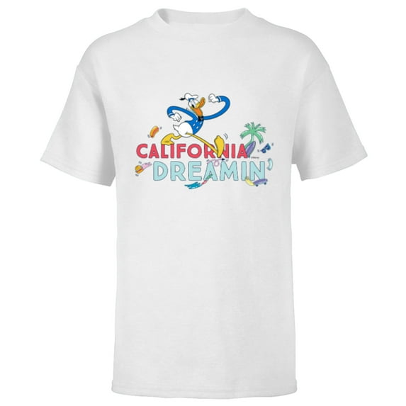 Disney Donald Duck California Dreamin’ - Short Sleeve T-Shirt for Kids - Customized-White