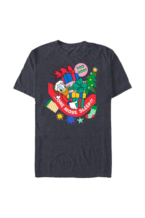 Donald Duck Christmas Holiday One More Sleep - Short Sleeve Blended T-Shirt for Adults - Customized-Navy Heather