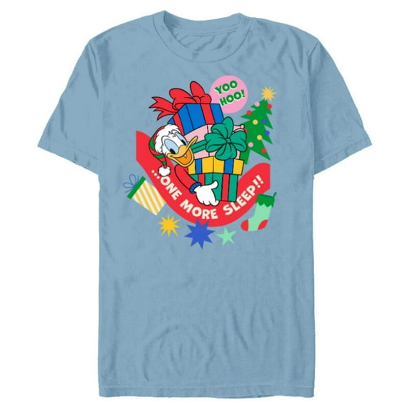 Disney Donald Duck Christmas Holiday One More Sleep - Short Sleeve Blended T-Shirt for Adults - Customized-Ocean Blue