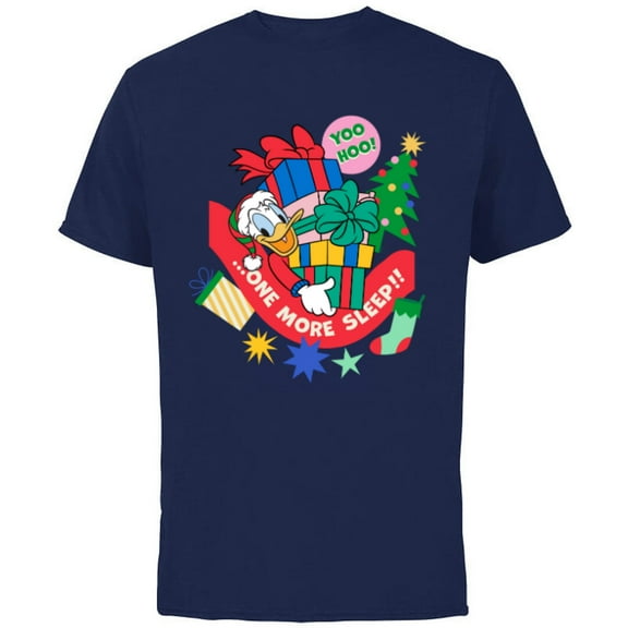 Disney Donald Duck Christmas Holiday One More Sleep - Short Sleeve Cotton T-Shirt for Adults - Customized-Navy