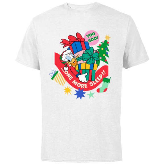 Disney Donald Duck Christmas Holiday One More Sleep - Short Sleeve Cotton T-Shirt for Adults - Customized-White
