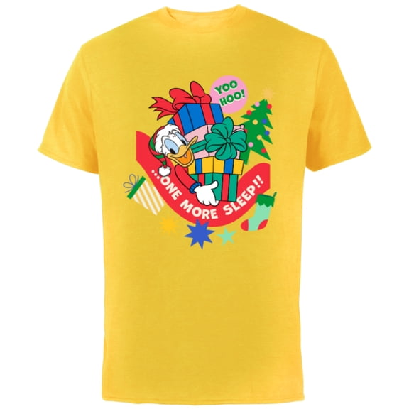 Disney Donald Duck Christmas Holiday One More Sleep - Short Sleeve Cotton T-Shirt for Adults - Customized-Yellow