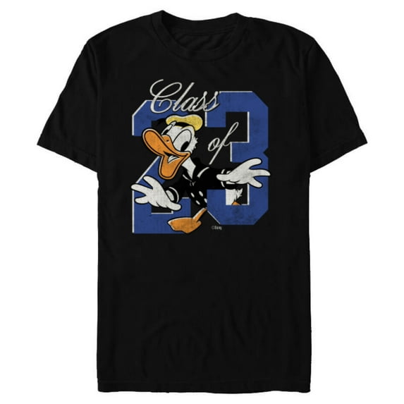 Disney Donald Duck Class of 23 Graduation 2023 Retro - Short Sleeve Blended T-Shirt for Adults - Customized-Black