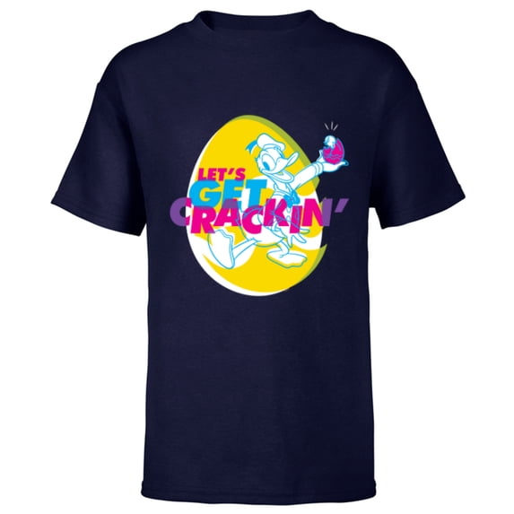 Disney Donald Duck Easter Let’s Get Crackin’ Spring Holiday - Short Sleeve T-Shirt for Kids - Customized-Navy