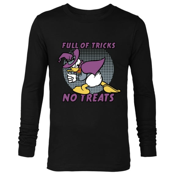 Disney Donald Duck Full of Tricks No Treats 80s Halloween - Long Sleeve T-Shirt for Men - Customized-Black