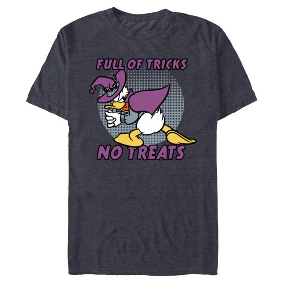 Disney Donald Duck Full of Tricks No Treats 80s Halloween - Short Sleeve Blended T-Shirt for Adults - Customized-Navy Heather