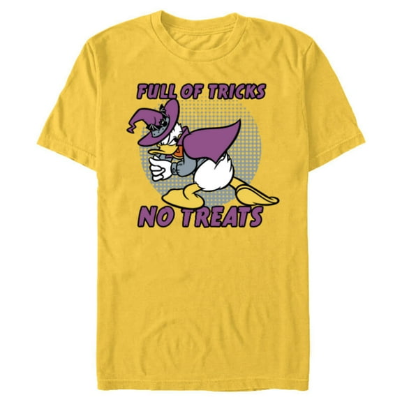 Disney Donald Duck Full of Tricks No Treats 80s Halloween - Short Sleeve Blended T-Shirt for Adults - Customized-Yellow