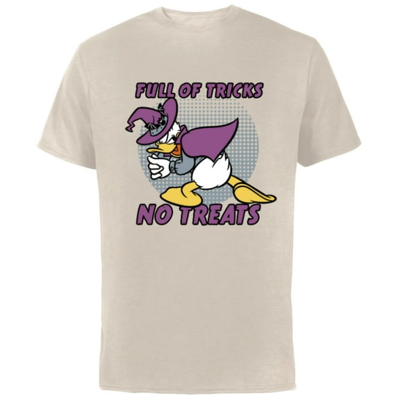 Disney Donald Duck Full of Tricks No Treats 80s Halloween - Short Sleeve Cotton T-Shirt for Adults - Customized-Natural
