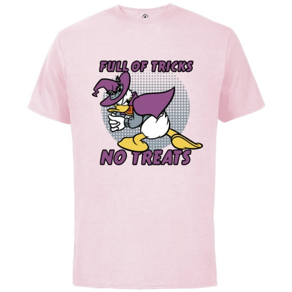Disney Donald Duck Full of Tricks No Treats 80s Halloween - Short Sleeve Cotton T-Shirt for Adults - Customized-Soft Pink