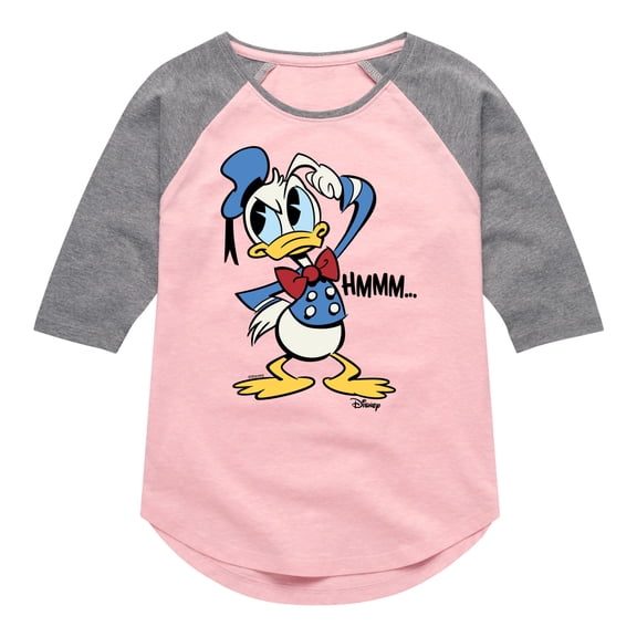 Disney - Donald Duck - HMMM… - Toddler & Youth Girls Raglan Graphic T-Shirt