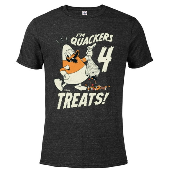 Disney Donald Duck Halloween Costume I’m Quackers 4 Treats - Short Sleeve Blended T-Shirt for Adults - Customized-Black Snow Heather