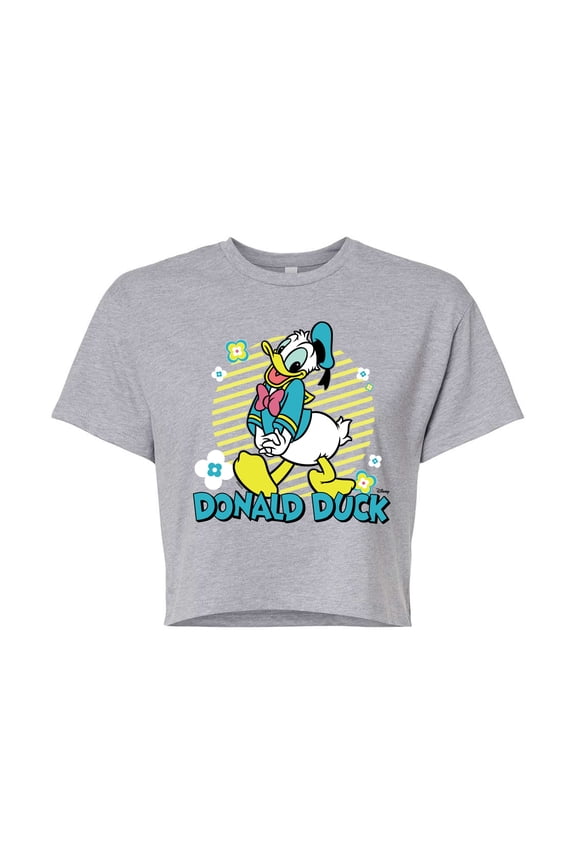 - Donald Duck - Juniors Cropped Cotton Blend T-Shirt