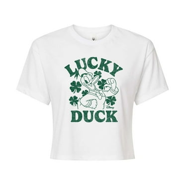 Disney - Donald Duck Lucky Duck - Juniors Cropped Graphic T-Shirt