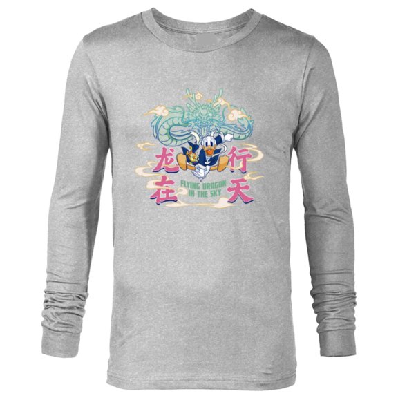 Disney Donald Duck Lunar New Year Flying Dragon in the Sky - Long Sleeve T-Shirt for Men - Customized-Athletic Heather